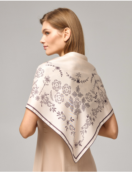 Картинка Шовкова хустина «Мереживо» Ivory 